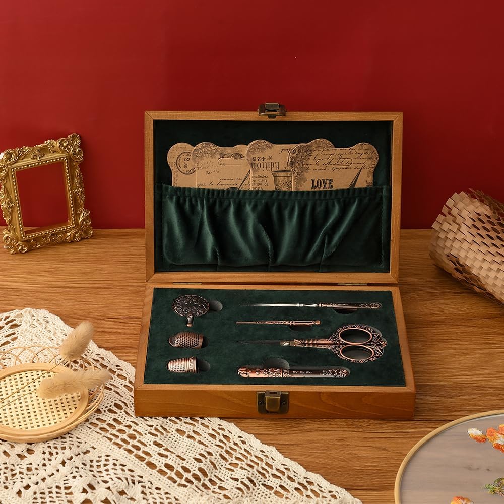 Vintage Embroidery Scissors Set, European Style Stainless Steel Sewing Tools for Sewing, Craft, Art Work, Needlework, Copper
