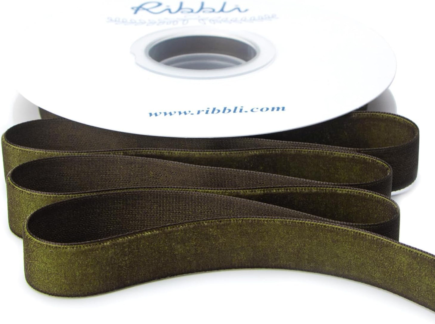 Ribbli Polyester Moss Green Velvet Ribbon,5/8 Inches Continuous10-Yard Spool,Christmas Ribbon for Gift Wrapping,Floral Bouquets, Home Decor