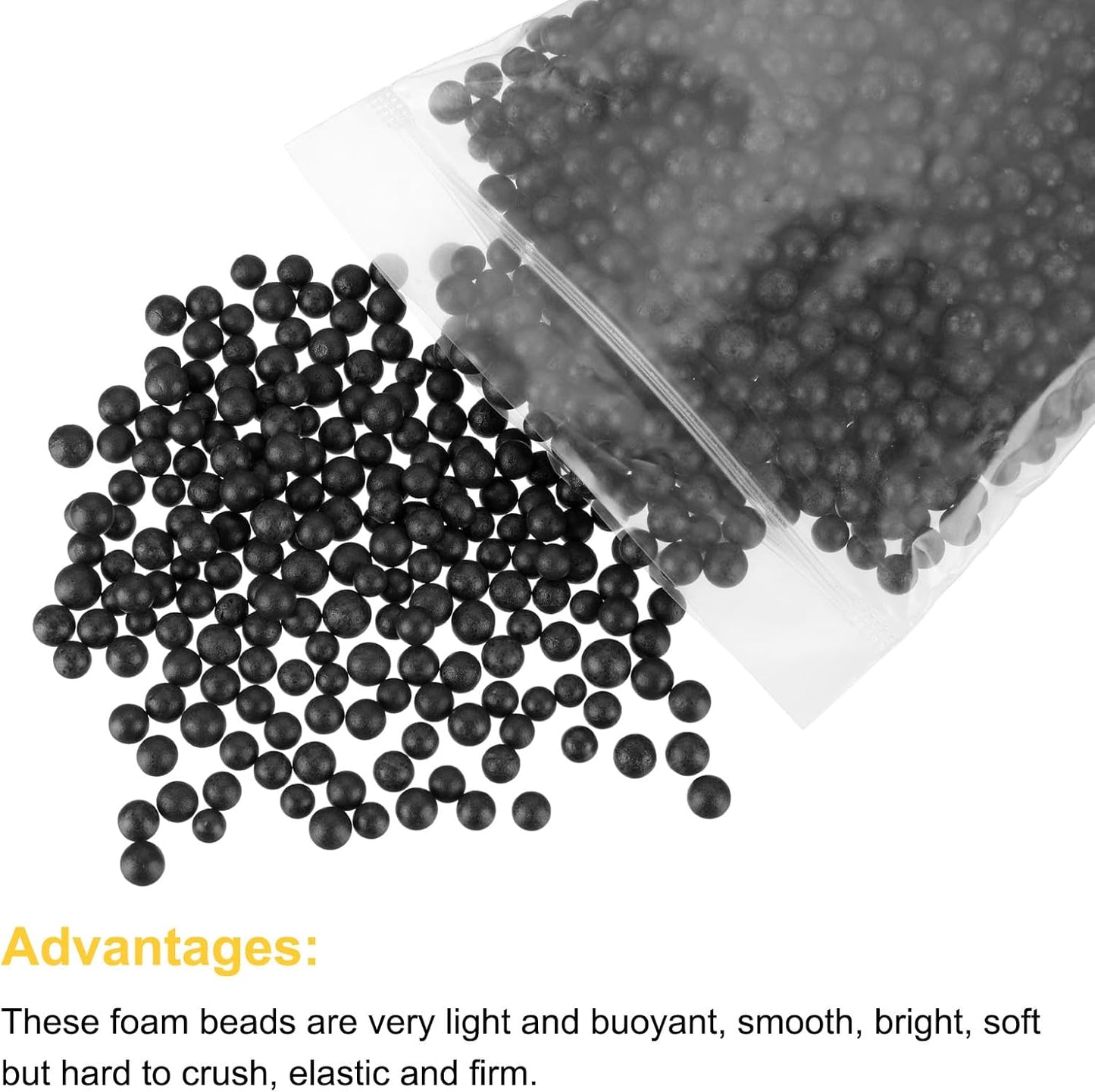 MECCANIXITY Foam Beads Foam Balls 7-9mm for Wedding and Party Decorations, Tiny Packing Balls, Arts DIY Crafts Supplies (Black,1 Pack Approx 3000pcs)