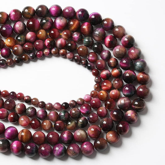 32pcs 12mm Top AAA Natural Tiger Eye Beads for Jewelry Making Rose Red Starry Sky Tiger Eye Stone Round Loose Beads DIY Bracelet Necklace Earrings