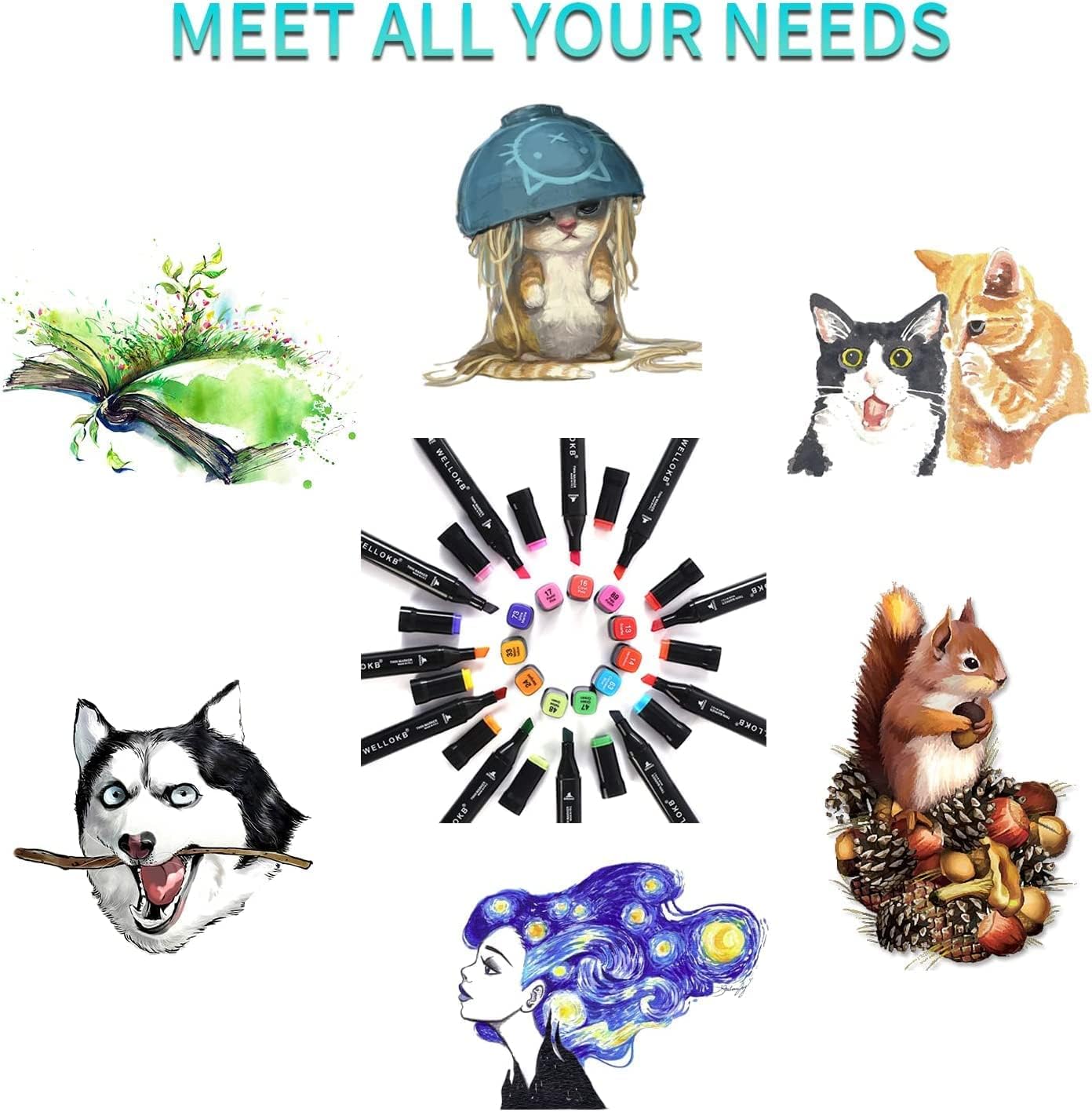 Alcohol Markers, 80 Colors Dual Brush Tip Permanent Art Markers, Coloring Marker, for Book Painting Card Making, Christmas gift for Adults Kids 8-12