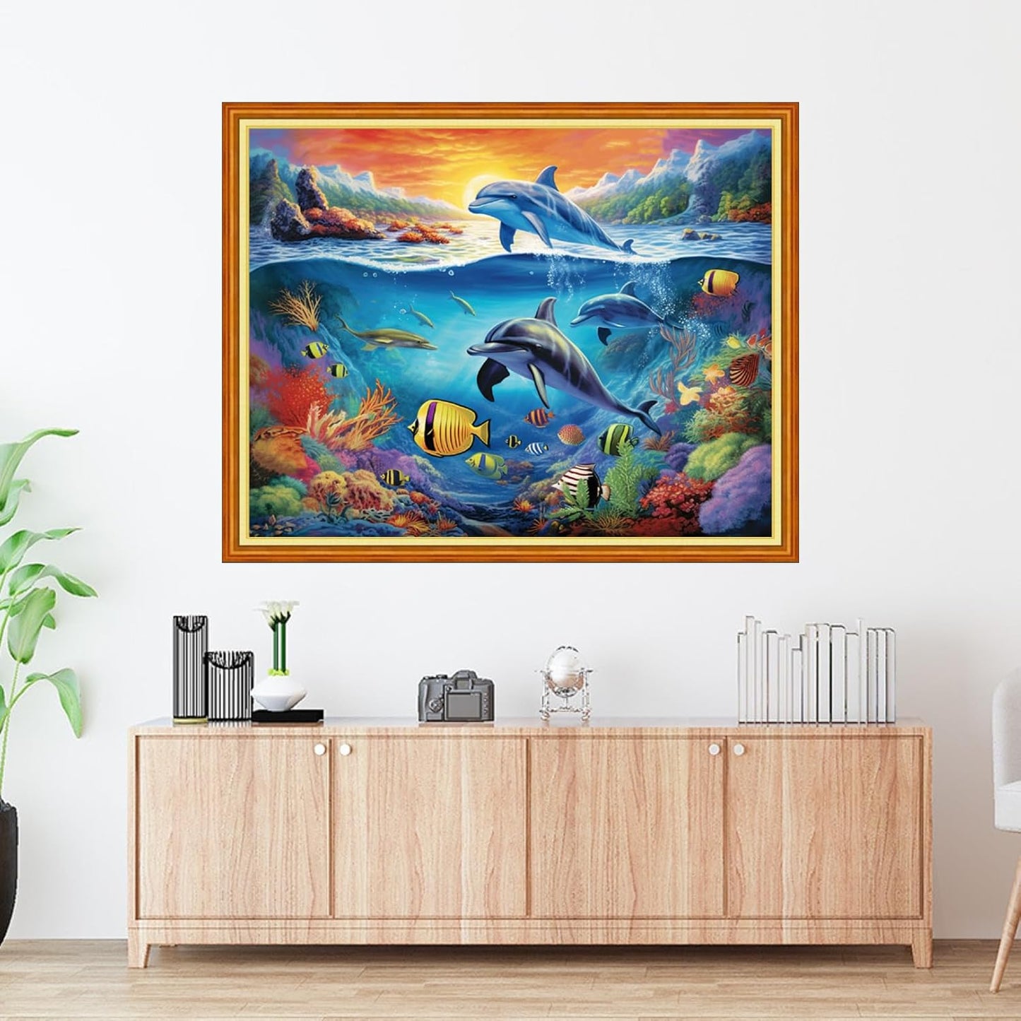 Foxdiviy Stamped Cross Stitch Kits Full Range of Embroidery Needlework Starter Kits for Beginners Adults 11CT Embroidery Patterns Art Crafts DIY Needlepoint Kits-Underwater World 16x20 inch