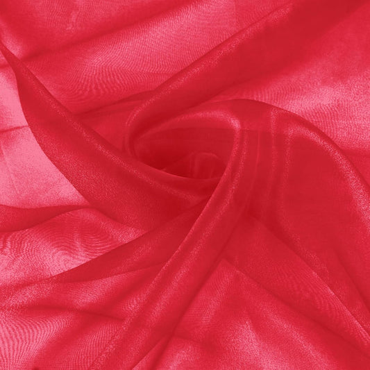 VACVELT Sheer Organza Fabric by The Yard, 60 Inch Wide Red Organza Fabric Bolt Bridal Sheer Tulle Fabric, Silk Organza Fabric Roll for Wedding Party Decorations Backdrop Curtain (10 Yards)