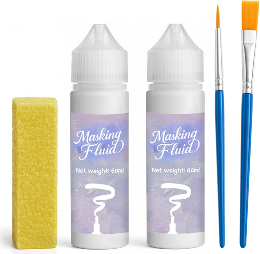 120ml White Masking Fluid for Watercolor Painting,Quick-Drying and Easy to Tear,No Residue,Suitable for Watercolor Painting to Prevent Accidental Staining,and Liquid Masking for Art Projects