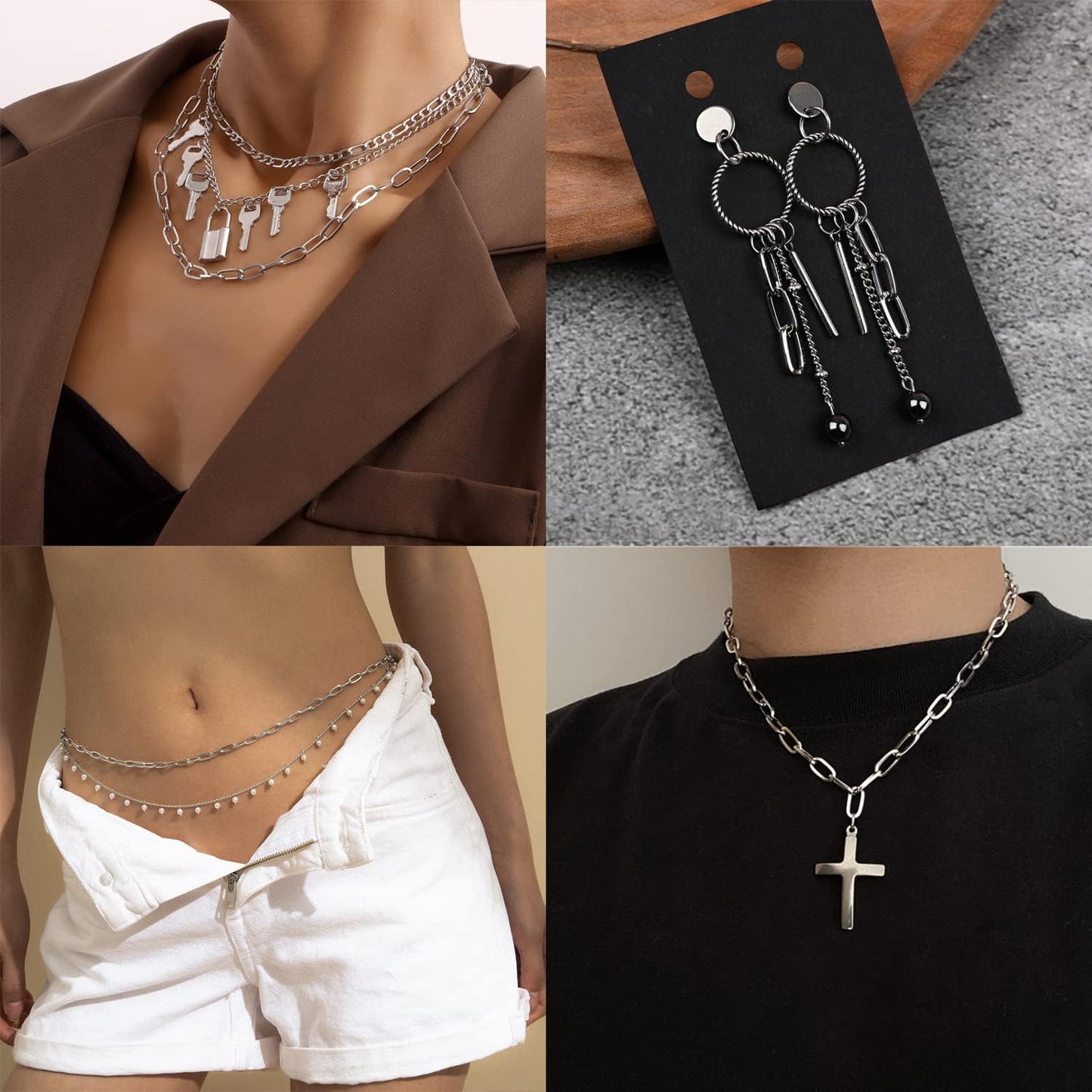 Jishi 16ft Paperclip Chain 4mm Silver Stainless Steel Paper Clip Link Chain Roll for Necklaces Jewelry Making Bracelet Craft Supplies DIY Earring Findings - Metal Jewelry Making Chain Links Bulk