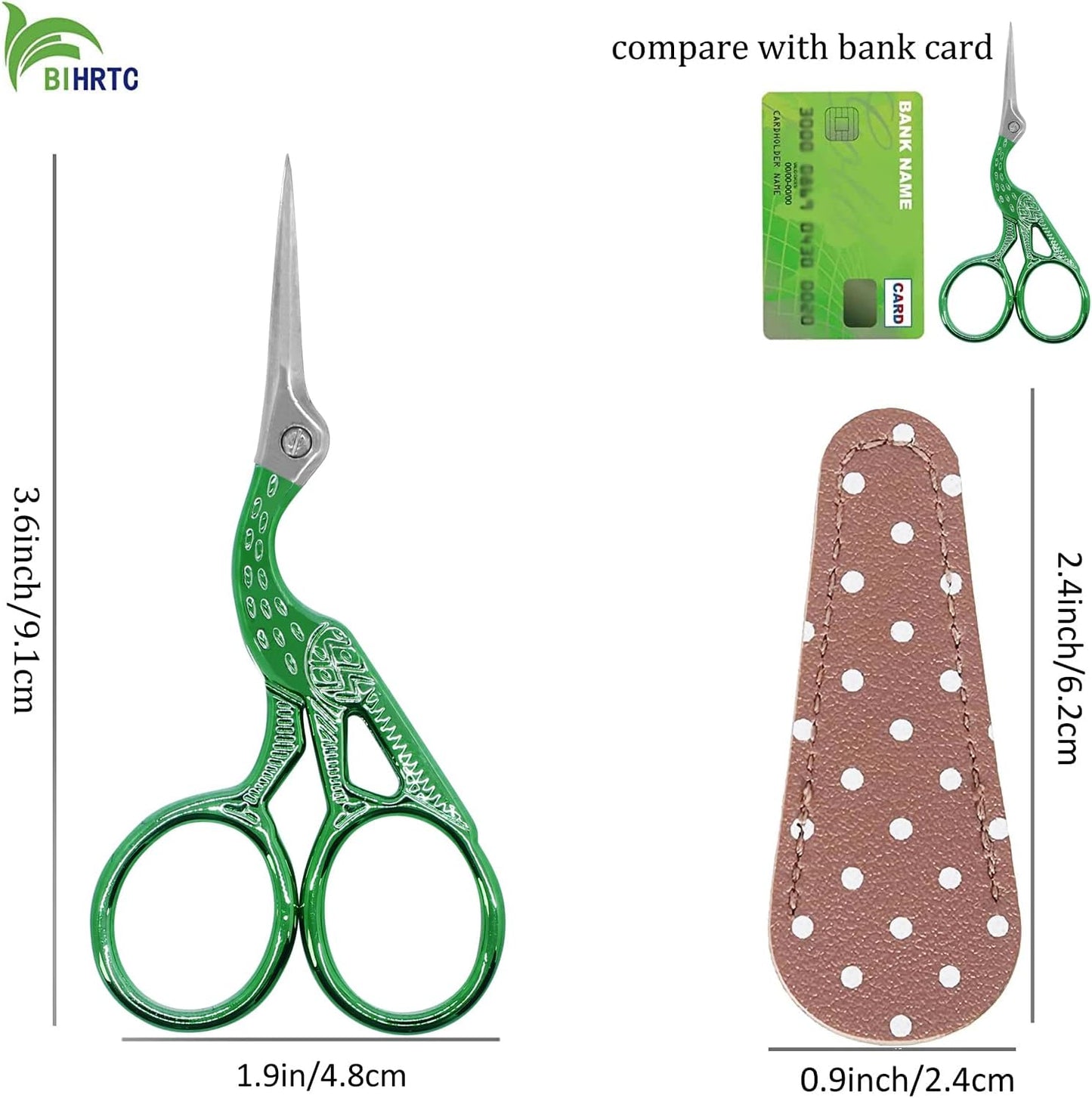 BIHRTC Scissors 3.6Inch Embroidery Knitting Scissor Small Crafting Shears with Leather Case Little Scissors Stainless Steel Scissor for Sewing Needlework Threading Craft Artwork DIY Tools