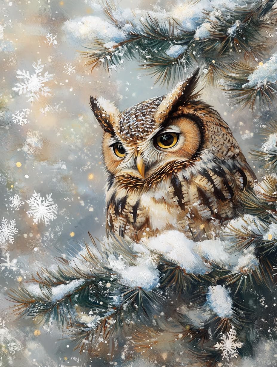 Moohue 14CT Counted Cross Stitch Kits for Adults Printed Stamped Cross Stitch Patterns Kits Cross Stitch Supplies (Winter Animal Owl)