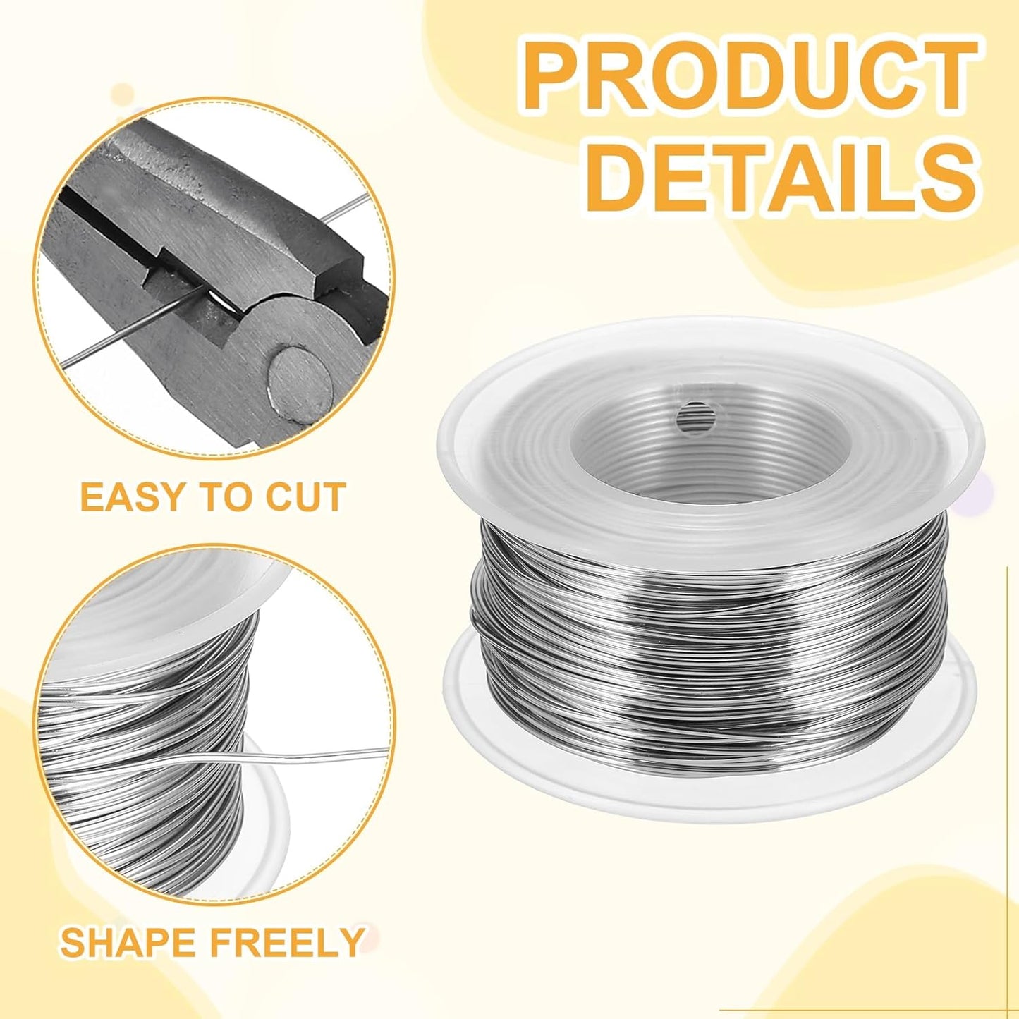 uxcell 18 Gauge / 1mm Anodized Aluminum Wire for Jewelry Craft Making, 102 Feet Bendable Flexible Wire for DIY Home Decor Gardening Sculpture, Silver