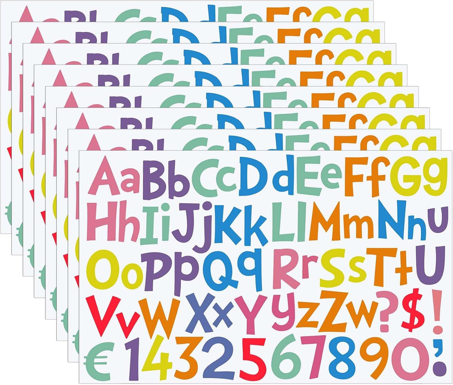 TaoBary 544 Pcs 2 Inch 16 Sheets Large Letter Stickers, Upper and Lower Case, Adhesive Vinyl Alphabet Sticker for Bulletin Board, Poster, Bottle, DIY, Notebook(Macaron Tone,1 Inch)