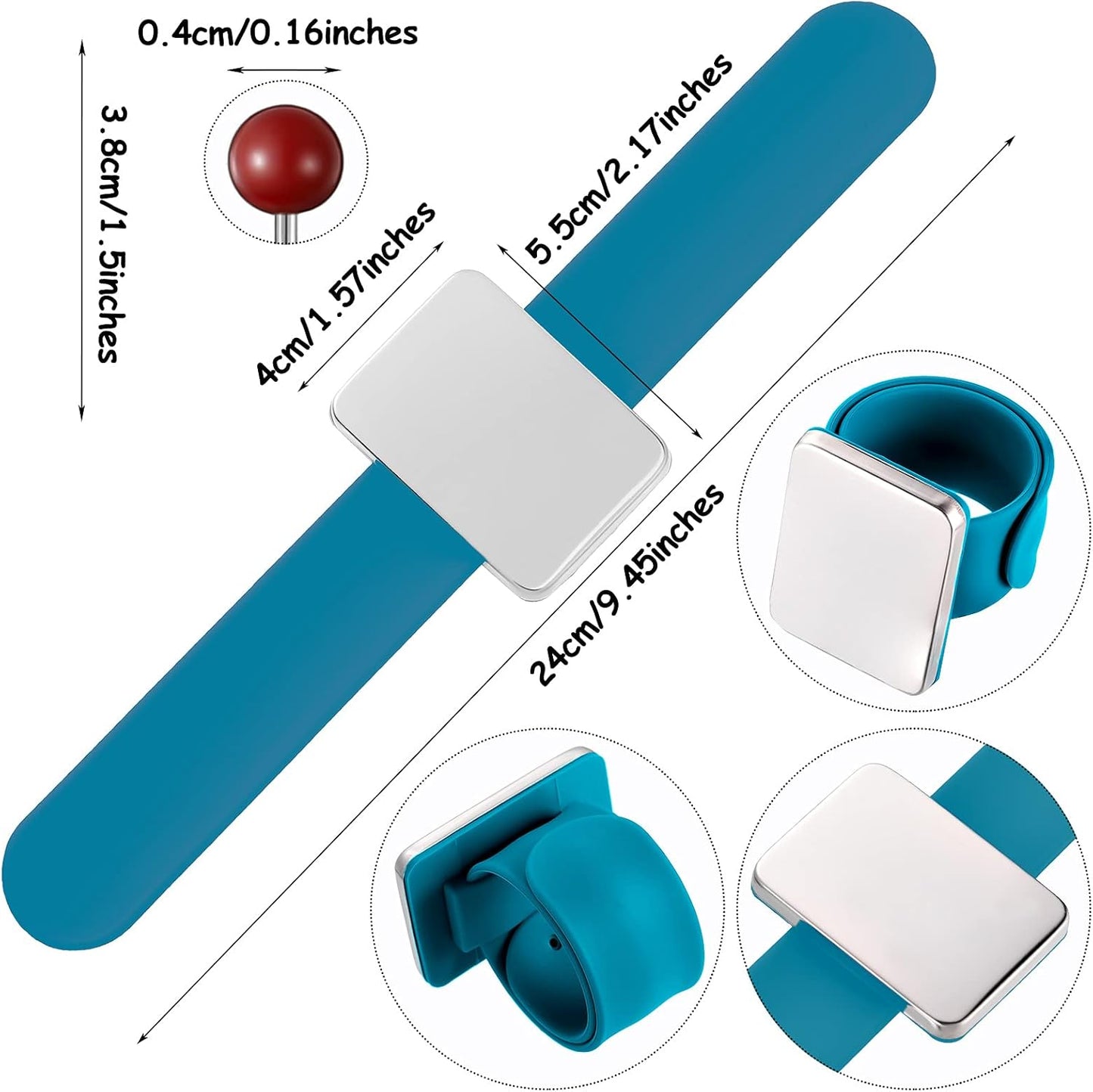 Magnetic Wrist Sewing Pincushion with 100 Pieces 1.5 Inch Ball Head Sewing Pins Set Wrist Magnetic Pin Holder Gift Supplies(Dark Blue)