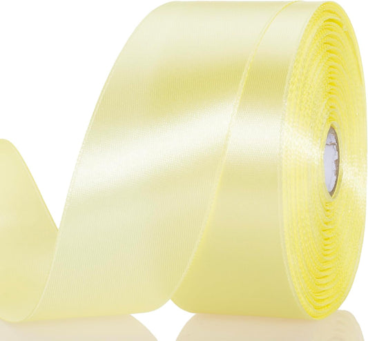 1 1/2 Inch Baby Maize Solid Satin Ribbon, 50 Yards Craft Fabric Ribbon for Gift Wrapping Floral Bouquets Wedding Party Decoration