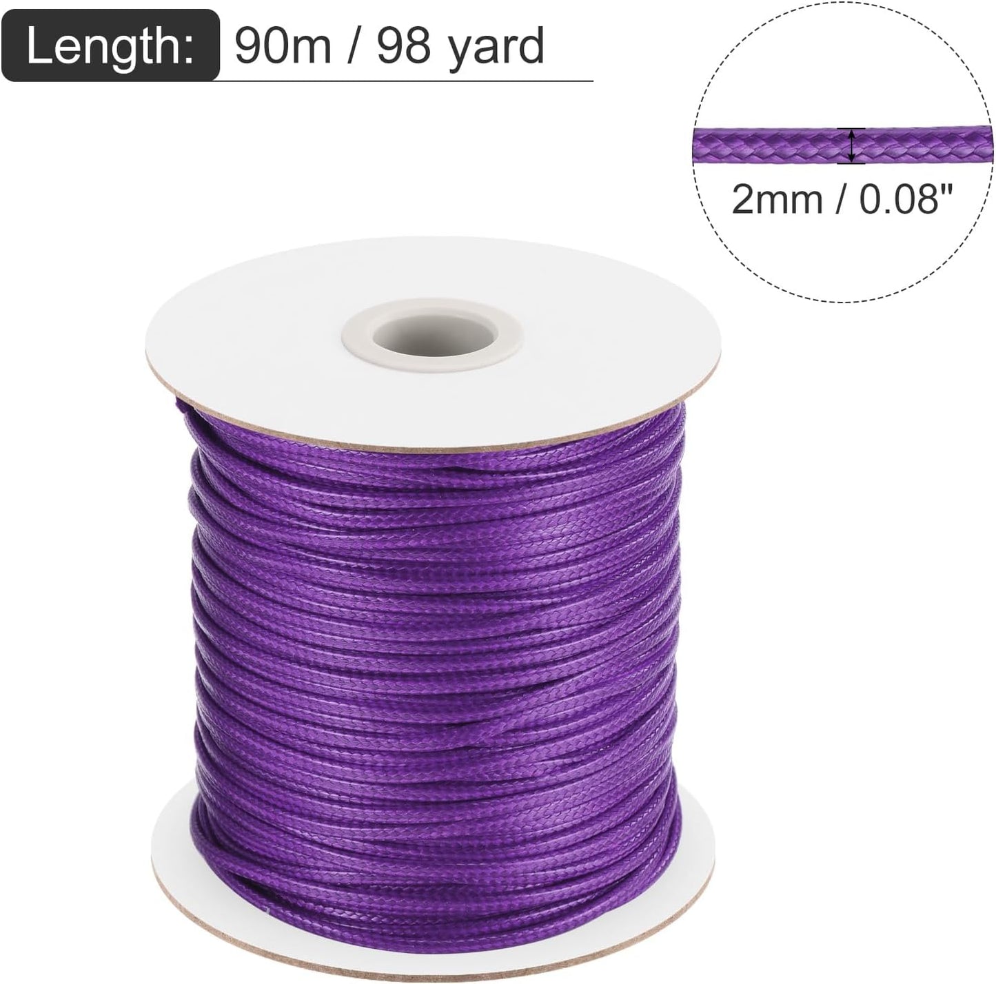 MECCANIXITY Waxed Polyester Cord 2mm 98 Yard Dark Purple