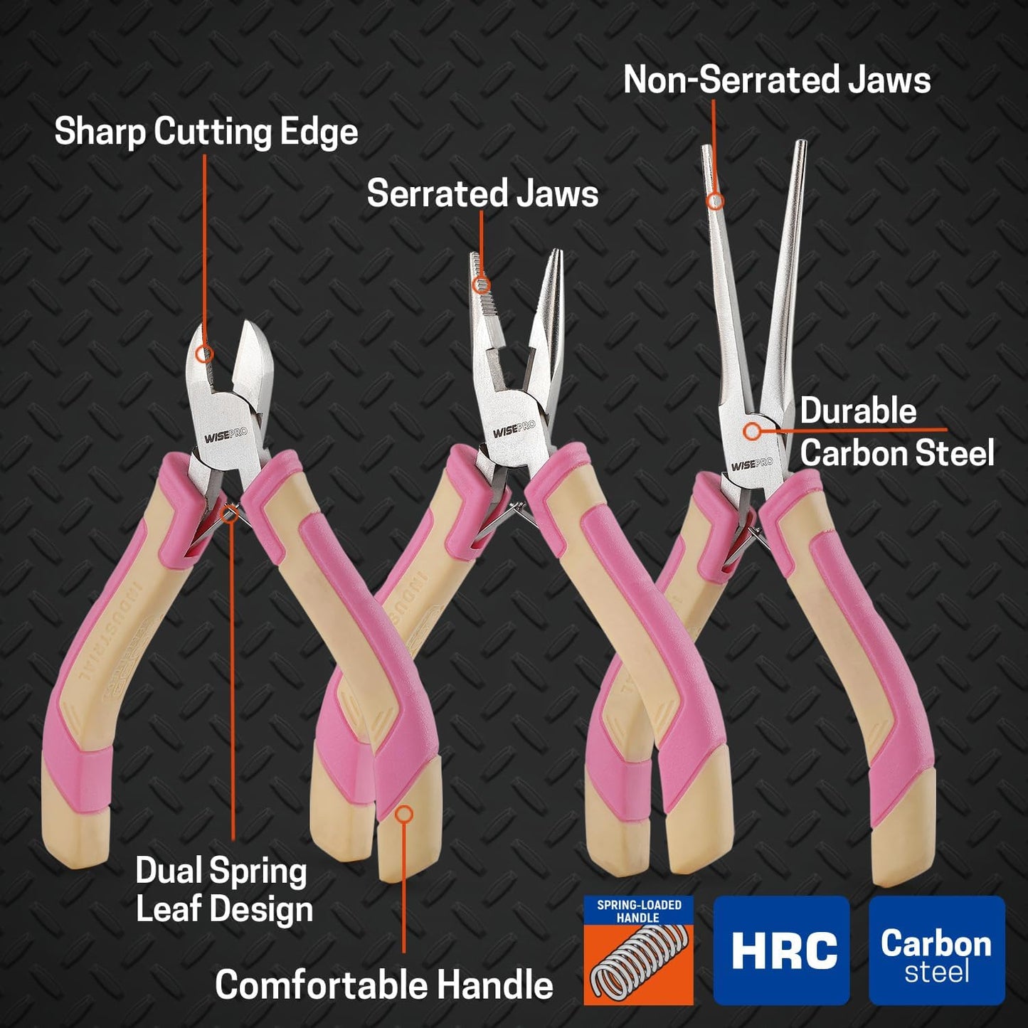 3 PCS Mini Pliers Set, Pink Jewelry Pliers Kit with Needle Nose, Diagonal and Long Nose, Small Plier Tool for Jewelry Making, DIY Crafts, Beading and Electronic Repair