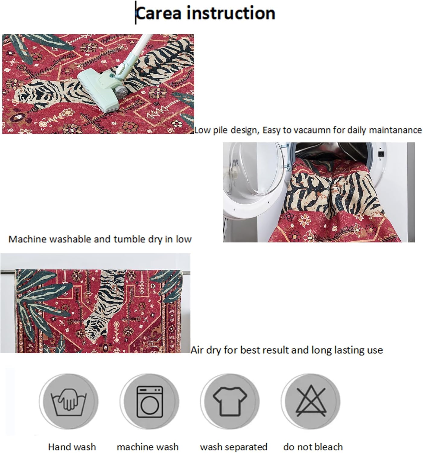 Tribal Rugs Summer Tropical 4x6 Area Rugs Wine Red Traditional Boho Vintage Oriental Rug Carpet for Bedroom Kitchen Dining Living Room Indoor Entryway Washable