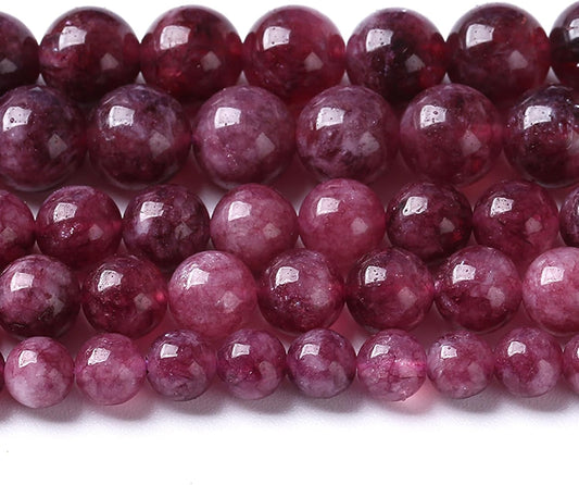 76PCS 10MM Natural Stone Kunzite Purple Jade Beads Round Loose Beads for Jewelry Making Bracelet 2 Strands 32"