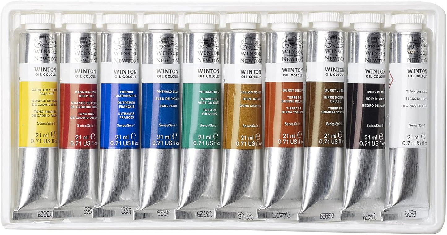 Winsor & Newton Winton Oil Paint, Set of 10 x 21ml Tubes