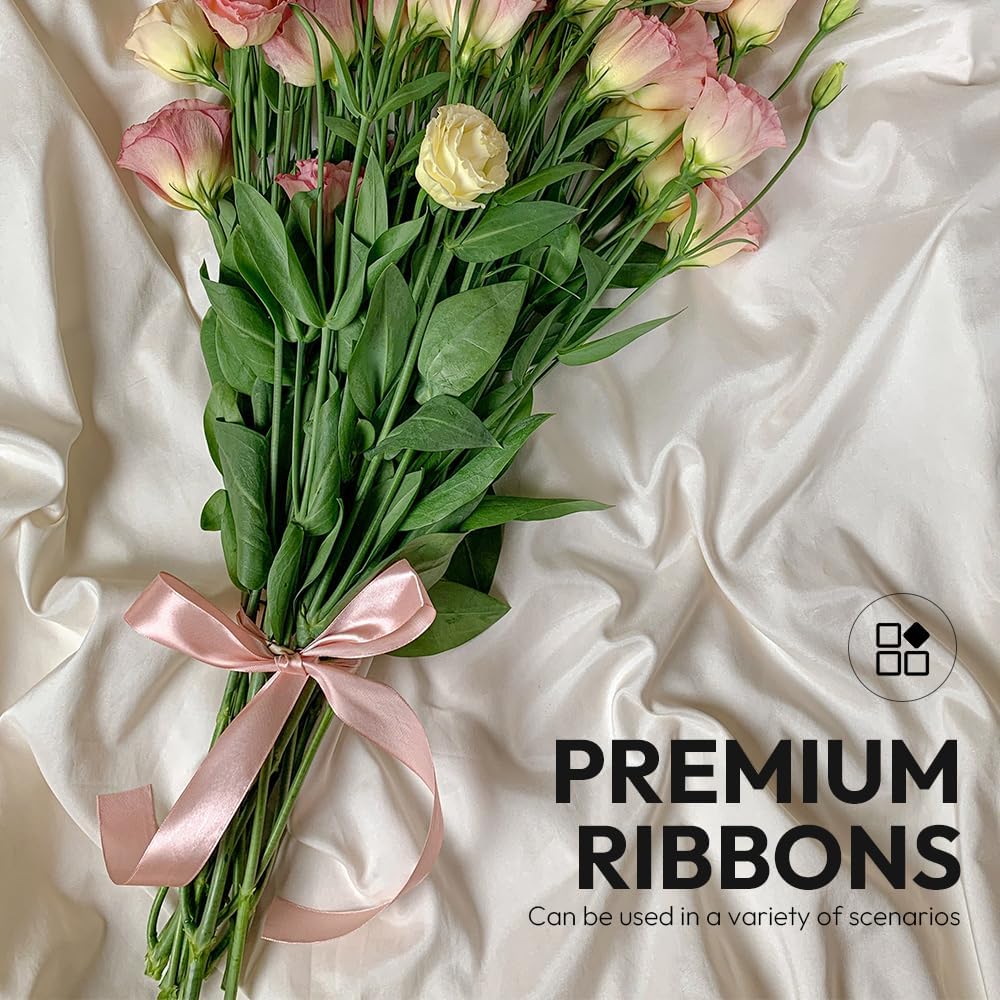 5/8" x 100 Yards Satin Ribbon - Gold Silk Ribbon with Spool - Ideal for Gift Wrapping, Floral Bouquets, Crafts, Wedding Party Decorations, Christmas and Sewing Projects