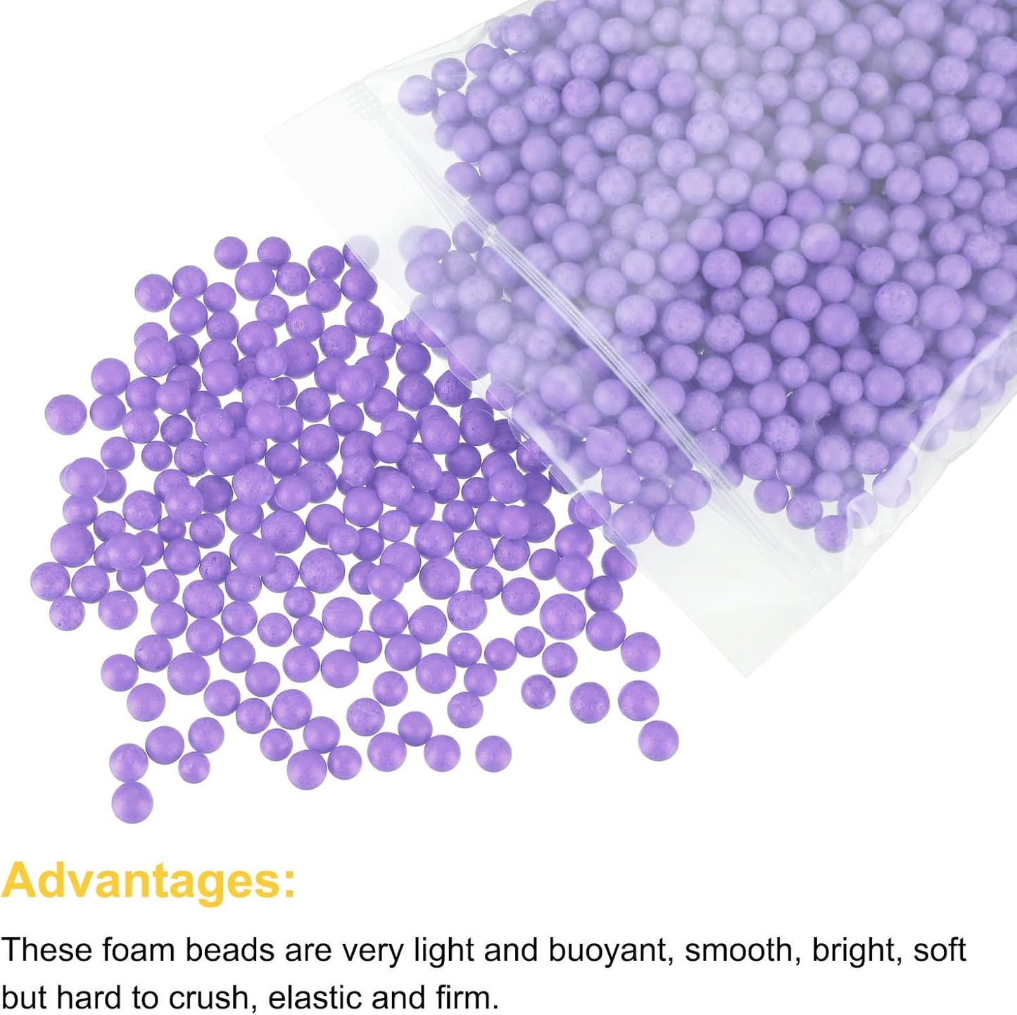 MECCANIXITY Foam Beads Foam Balls 7-9mm for Wedding and Party Decorations, Tiny Packing Balls, Arts DIY Crafts Supplies (Bright Purple,1 Pack Approx 3000pcs)