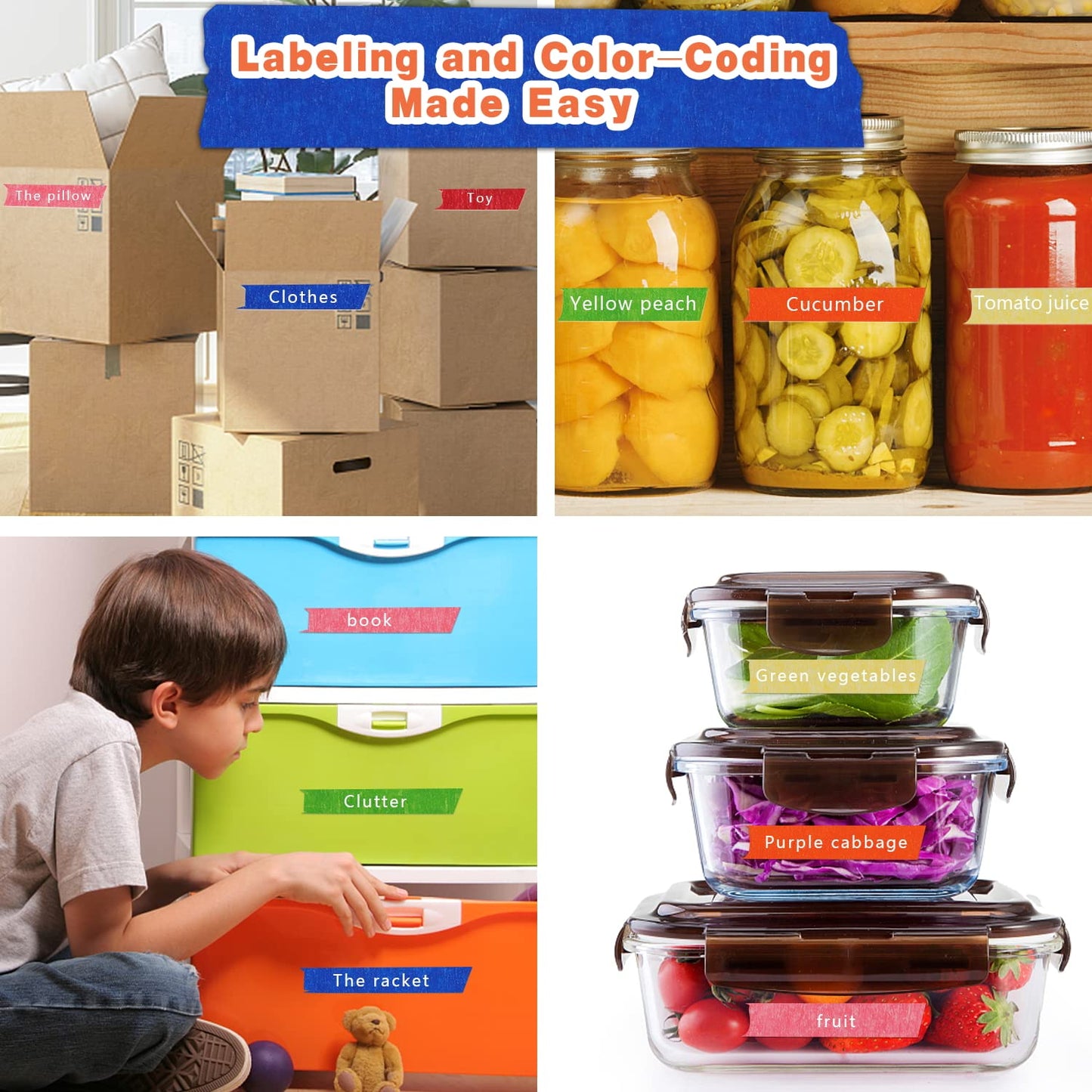 COSIMIXO 6-Pack Colored Masking Tape 0.94 Inch x 60yds of Colorful Craft Tape – Vibrant Rainbow Color Teacher Tape, Great for Art, Lab, Labeling & Classroom Decorations