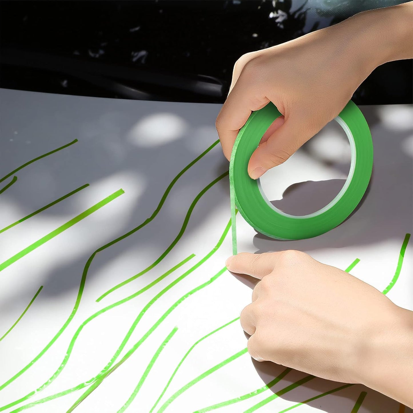 Epakh 4 Rolls Pinstripe Tape, Masking Tape in 1/16, 1/8, 1/4 and 1/2 Inch Wide, for Painters Automotive DIY Car Auto Paint Art(Green,52 yd)