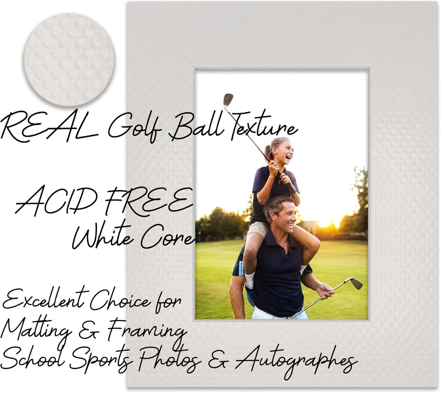 Pack of Ten Acid Free 11x14 Mats Bevel Cut for 8.5x11 Photos - Golf Ball Texture Precut Matboards With Backing Boards and Self Seal Photo Mat Bags For Pictures, Photos, Framing - 4-ply Thickness