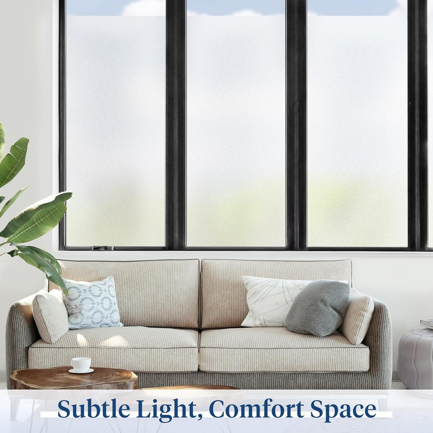 Haton Window Privacy Film Frosted Glass for Bathroom, Static Cling UV Sun Blocking Window Clings, Opaque Decorative Coverings Removable Sticker Heat Control Tint for Home Door, Pure 17.5" x 118.1"