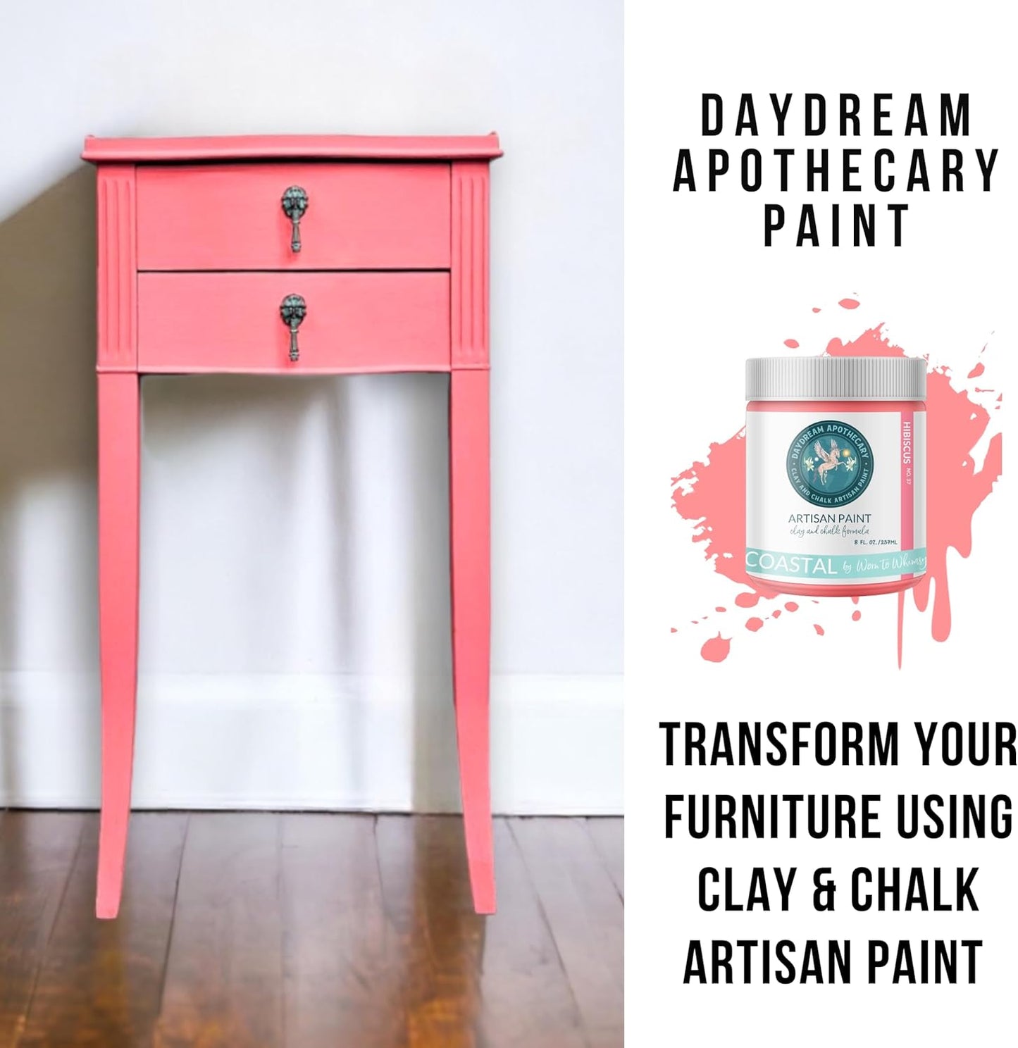 Daydream Apothecary Premium Chalk Style Paint for Furniture, Home Décor, Wood, DIY Interior Projects, Quick Dry, No Prep or Prime Needed, Matte Coral - 8oz