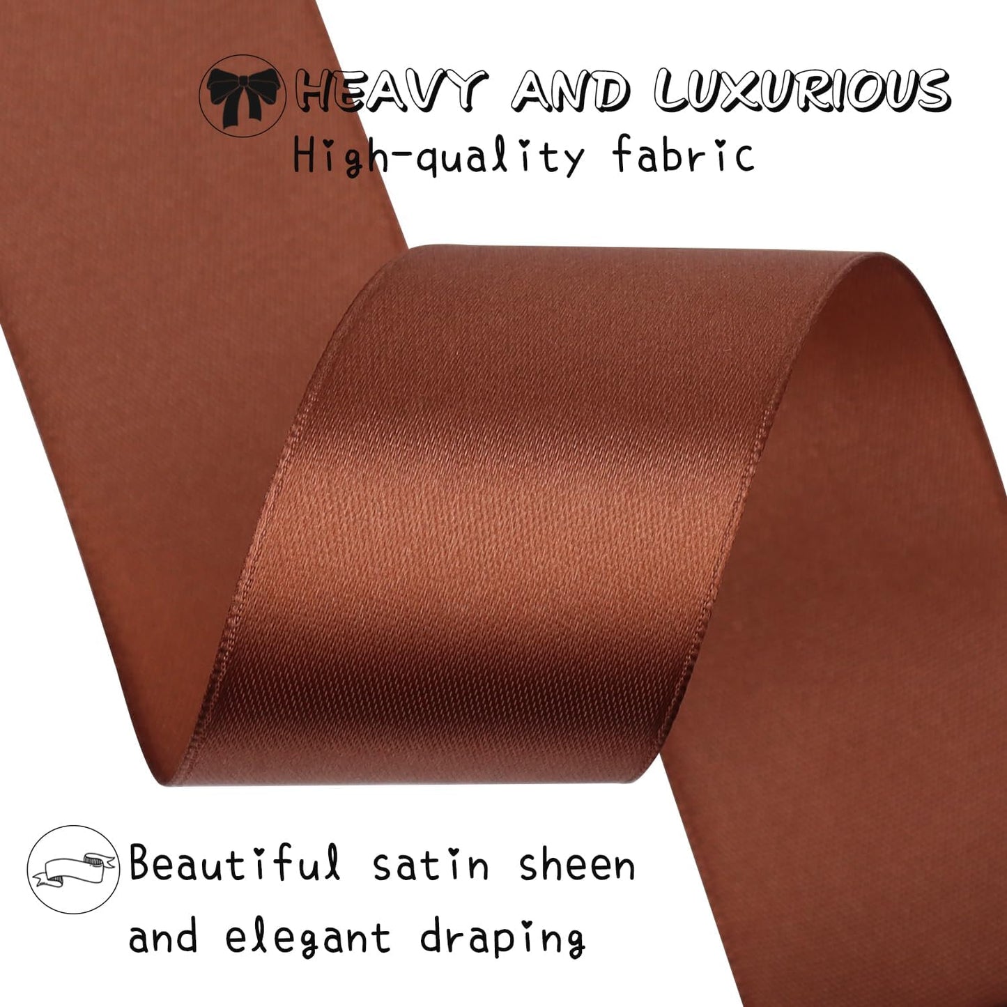Brown Solid Satin Ribbon 1-1/2 Inch 25 Yards Solid Polyester Fabric Ribbon for Gift Wrapping Wedding Christmas Baby Shower Birthday Party Decoration Handmade Immortal Flower Craft