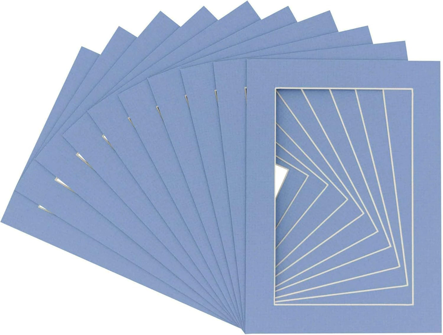 Pack of Ten 11x14 Mats Bevel Cut for 8.5x11 Photos - Acid Free Brittany Blue Precut Matboards for Pictures, Photos, Framing - 4-ply Thickness