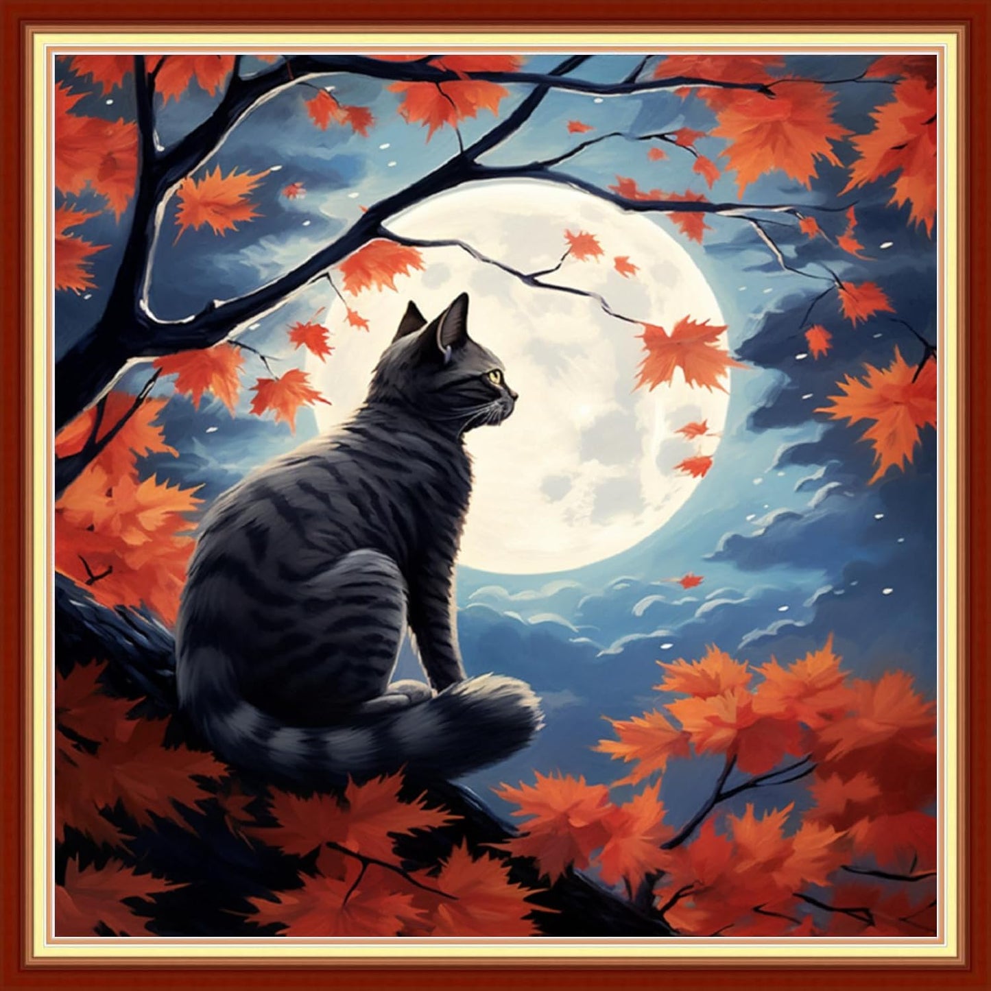 Artvxeay Cross Stitch Kits Stamped Full Range of Embroidery Kits for Beginners Adults 11CT Pattern Stitch Embroidery Kits Needlepoint Kits DIY-(Cats Admiring The Moon 18x18 inch)