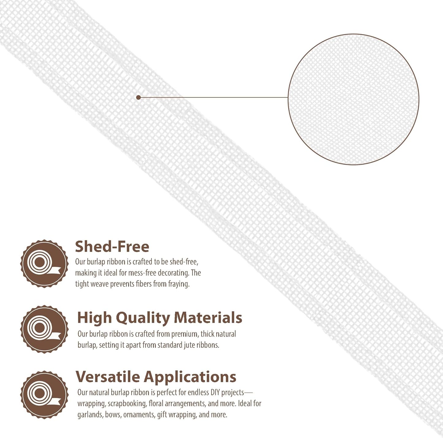 Mandala Crafts White Burlap Ribbon 1 Inch Wide Jute Ribbons for Crafts - 20 Yds Roll Rustic Burlap Wrap Trim Ribbons for Wreaths Bows Wedding Party Decoration