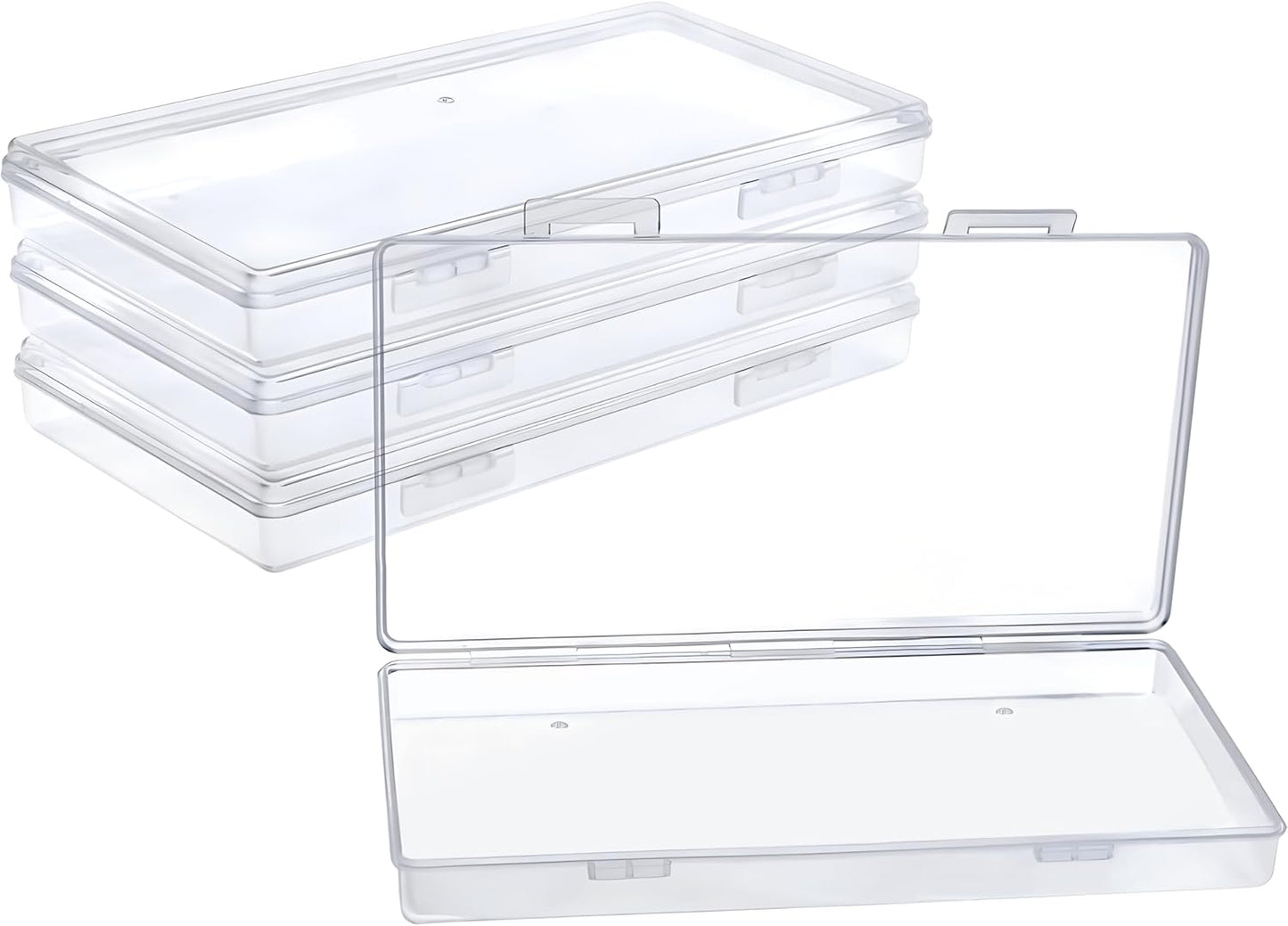 DUOFIRE Small Plastic Box Organizer Box Small Plastic Storage containers for Storage Pencils and Art Supply Organizer Rectangle(7.7 x 4.1 x 0.9inch) 4 Pack