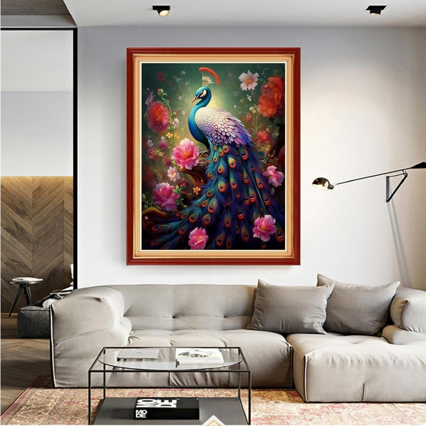 Dooxvey Cross Stitch Kit for Adult Beginners - Full Range of Stamped Kits with 11CT Patterns - Flower Peacock Design, 16x20 inch