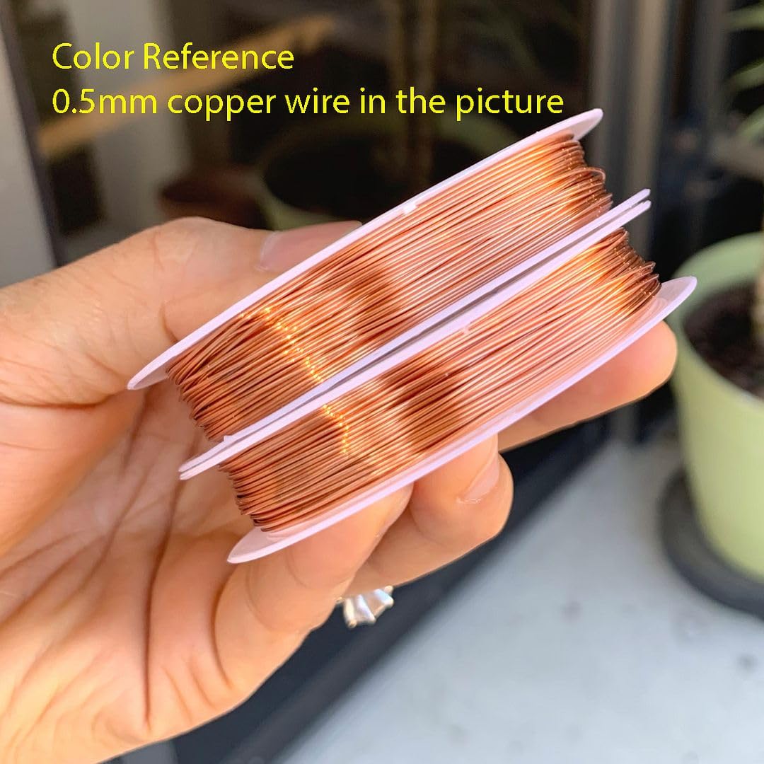 Adabele 131 Feet Premium Tarnish Resistant Round Bare Raw Jewelry Copper Wire Beading Wire Spool Bulk (0.8mm/20 Gauge) for DIY Craft Jewelry Making BF287-8