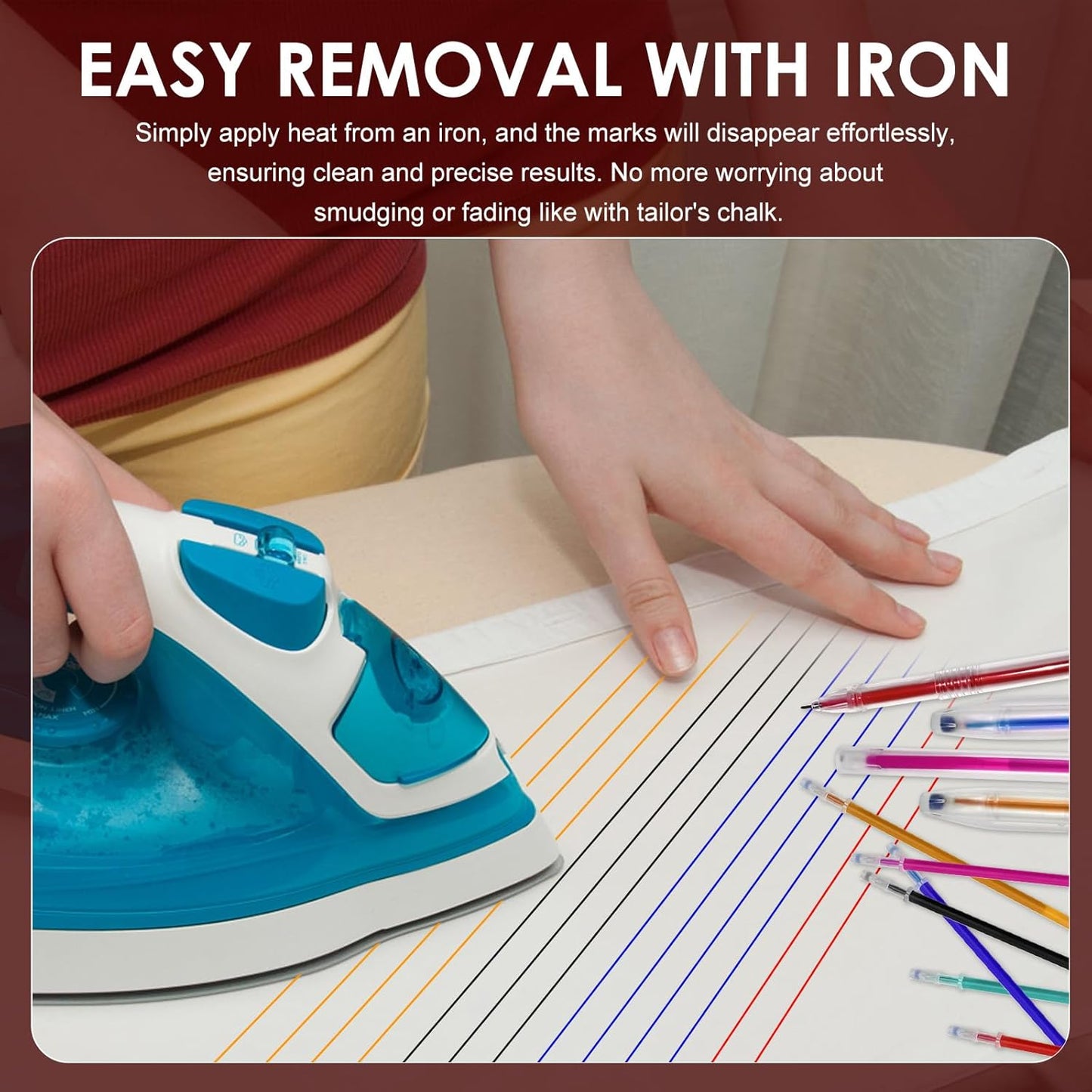 48pcs Heat Erasable Pens for Fabric, Assorted Colors, Fabric Pens for Sewing Erasable for Quilting Sewing DIY Dressmaking Fabrics Tailors Chalk