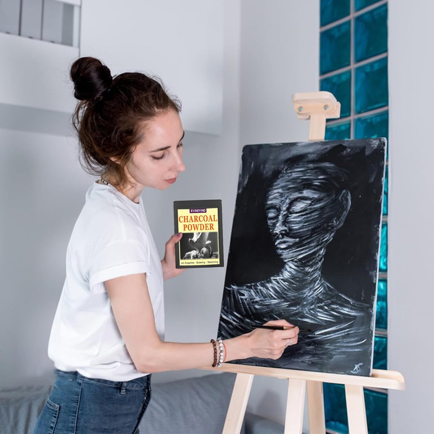 Premium Charcoal Powder for Drawing and Art, Drawing Charcoal for Sketching, Shading, Blending with Beginners & Pro Artists (16 Ounces)