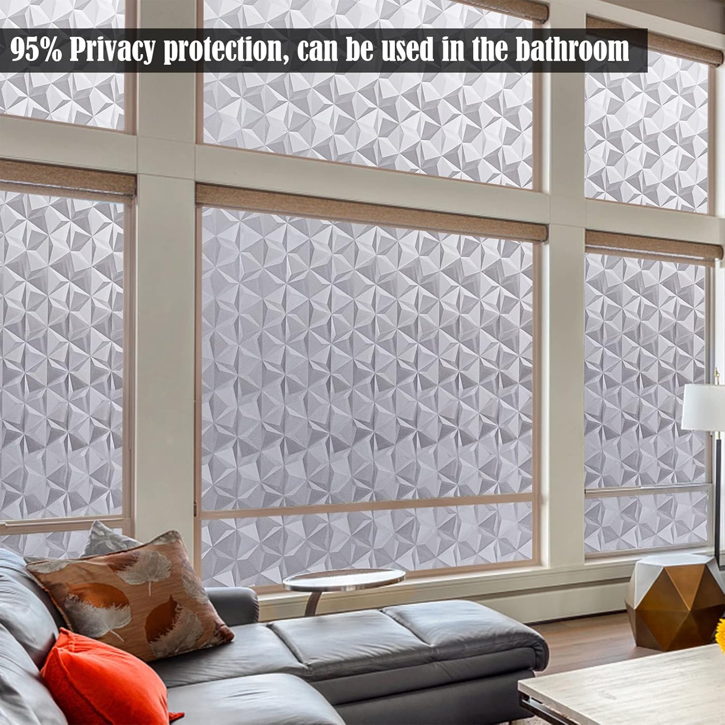 Niviy 3D No Glue Static Cling Window Films Privacy Cut Glass Window Sticker for Bathroom Office Kitchen Window Decor 17.7"x 118", Frosted