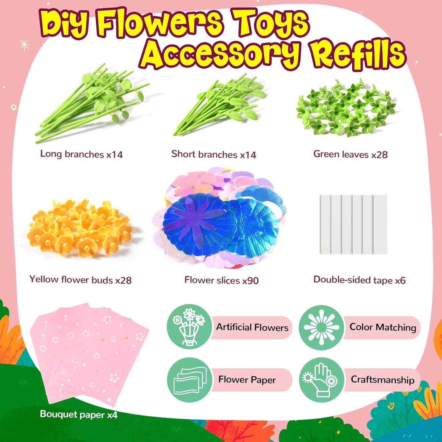 GPPNKC DIY Flower Bouquets Toys Accessories - Arts & Crafts Toy Accessories