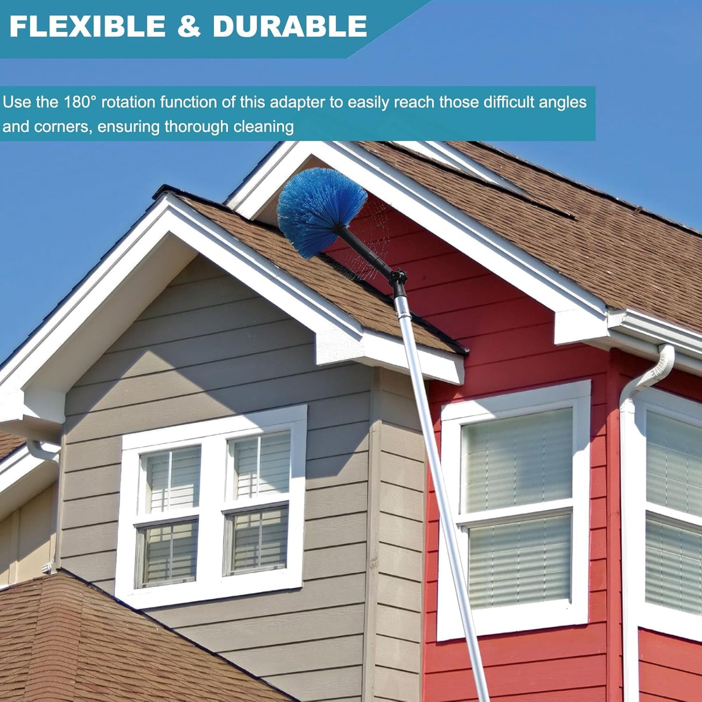 2 Pack Universal Joint Angle Adaptor for Telescoping Extension Pole, Versatile for Window Cleaning, Gutter Cleaning, Light Bulb Changing, Painting Threaded Extension Pole