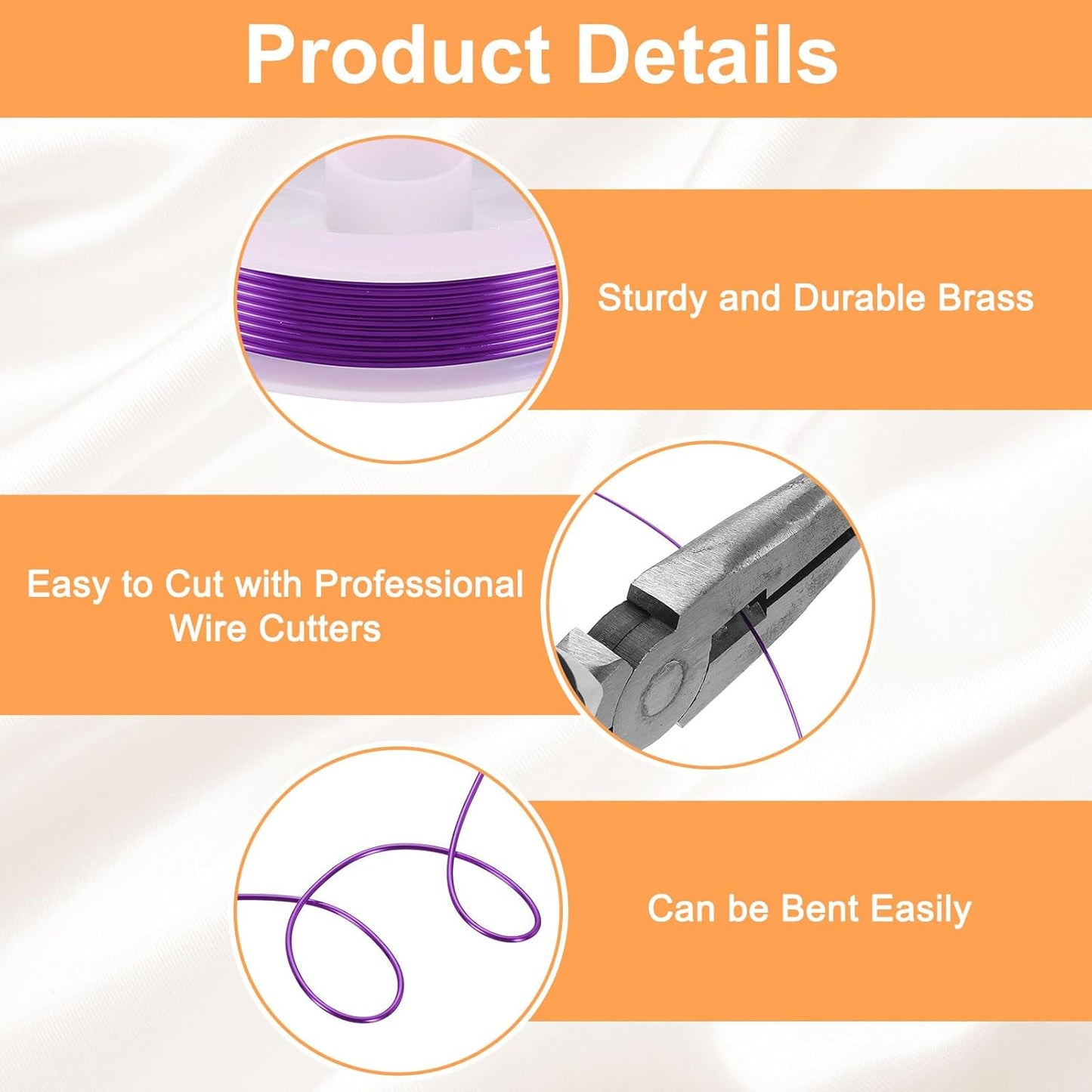 HARFINGTON 5ft Jewelry Wire, 18 Gauge (1mm) Brass Craft Soft Metal Tarnish Resistant Copper Beading Wire for Jewelry Making Supplies Crafting, Purple