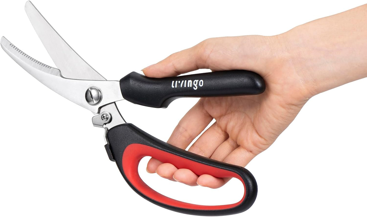 LIVINGO All Purpose Scissors Set - 4 Pack Sharp Multipurpose Heavy Duty Shears for Kitchen Cooking Sewing Fabric Cutting Poultry Food Paper Craft Office Household School Multi Pack Utility Shears