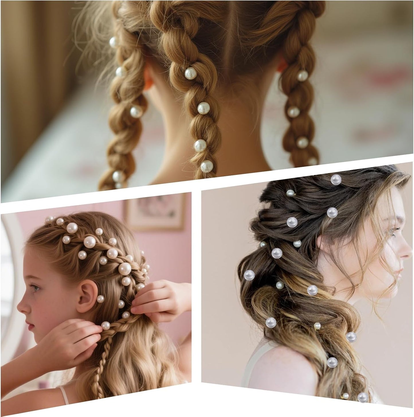 Pearl Stickers Self Adhesive Hair Pearls Gem White Jewel Sticker for Making Hair Decor Face,Body, Nail, Phone Art Craft Scrapbooking Embellishments Assorted Size 3mm/4mm/5mm/6mm (165)