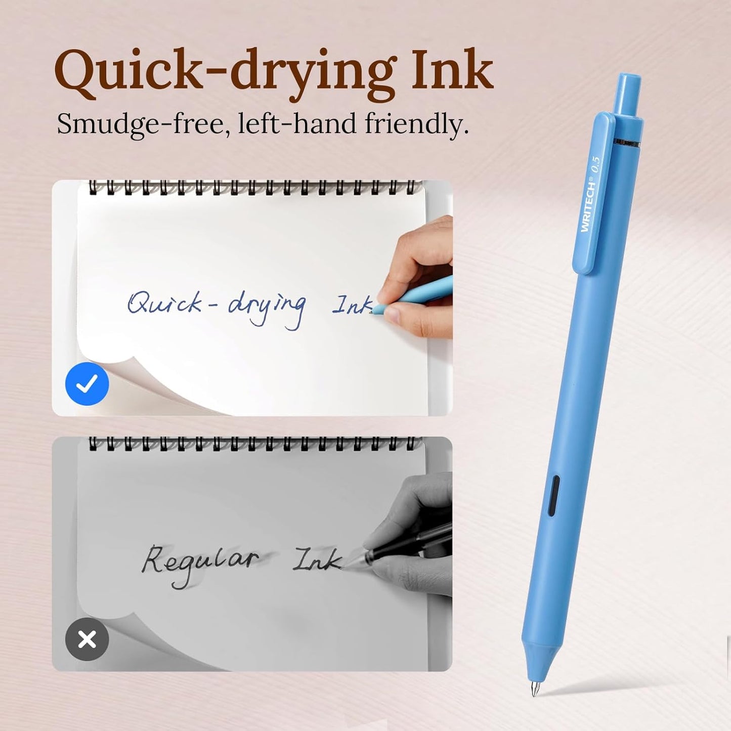 WRITECH Fine Point Gel Pens: 8ct 0.5mm Multi Colored Ink Colors Retractable Pen for Smooth Writing Note Taking Journaling Assorted Coloring No Bleed & Smear & Smudge (Vintage Set)