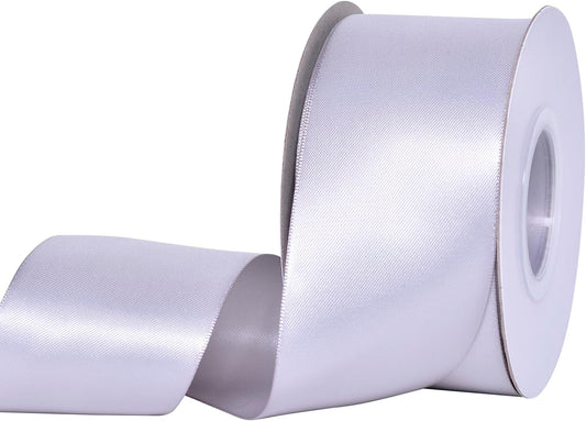 YAMA Silver Double Faced Satin Ribbon, 2 Inch 25 Yards, Great for Crafts Bows Flower Bouquet Wedding Home Decor Gift Wrapping