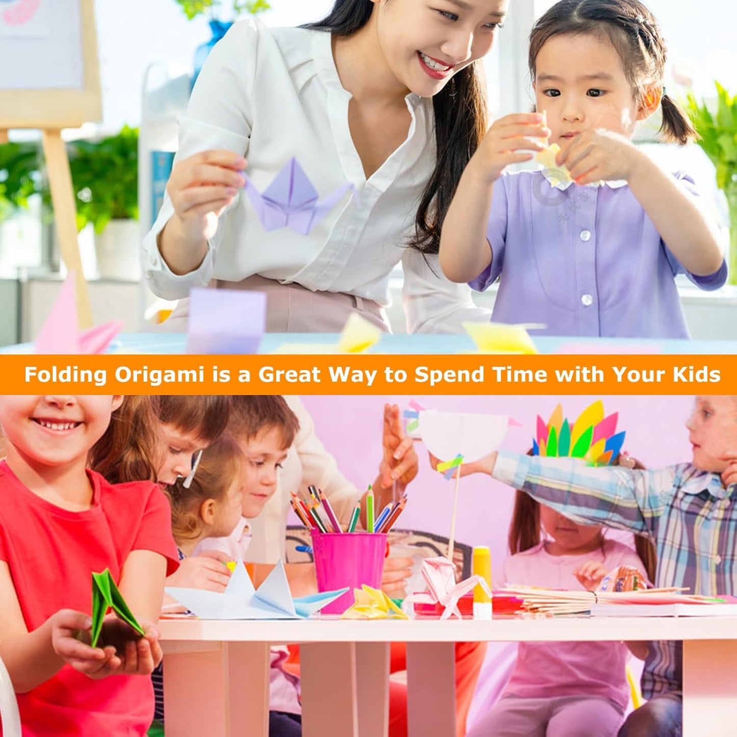 200 Sheets Origami Paper, 20 Colors Origami Craft Kit 6x6, Double Sided Color Origami Papers with 100pcs self-Adhesive Wiggle Eyes, Origami Paper for Kids Arts Crafts