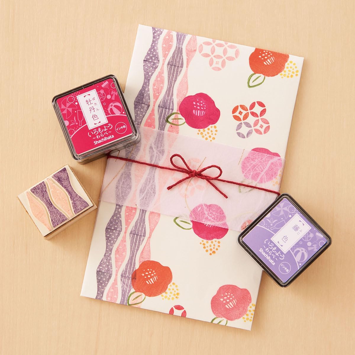 IROMOYO WARABE Stamp PAD, Small Traditional Japanese Ink Colour, Oil-Based Ink pad - Light Pale Pink