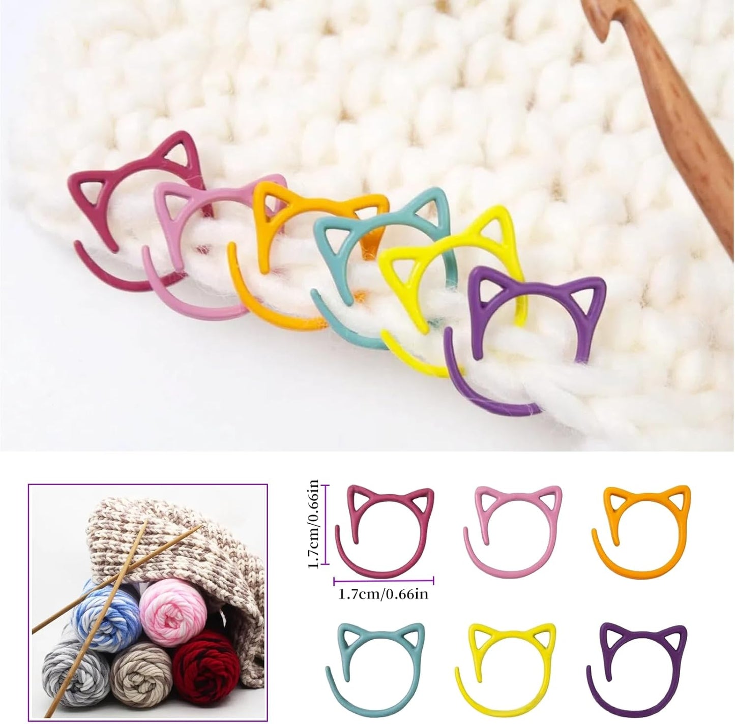 Fazanwey 30pcs Cat Stitch Markers with Storage Case, Metal Stitch Markers for Crocheting,Colorful Crochet Markers for Knitting Weaving Lovers