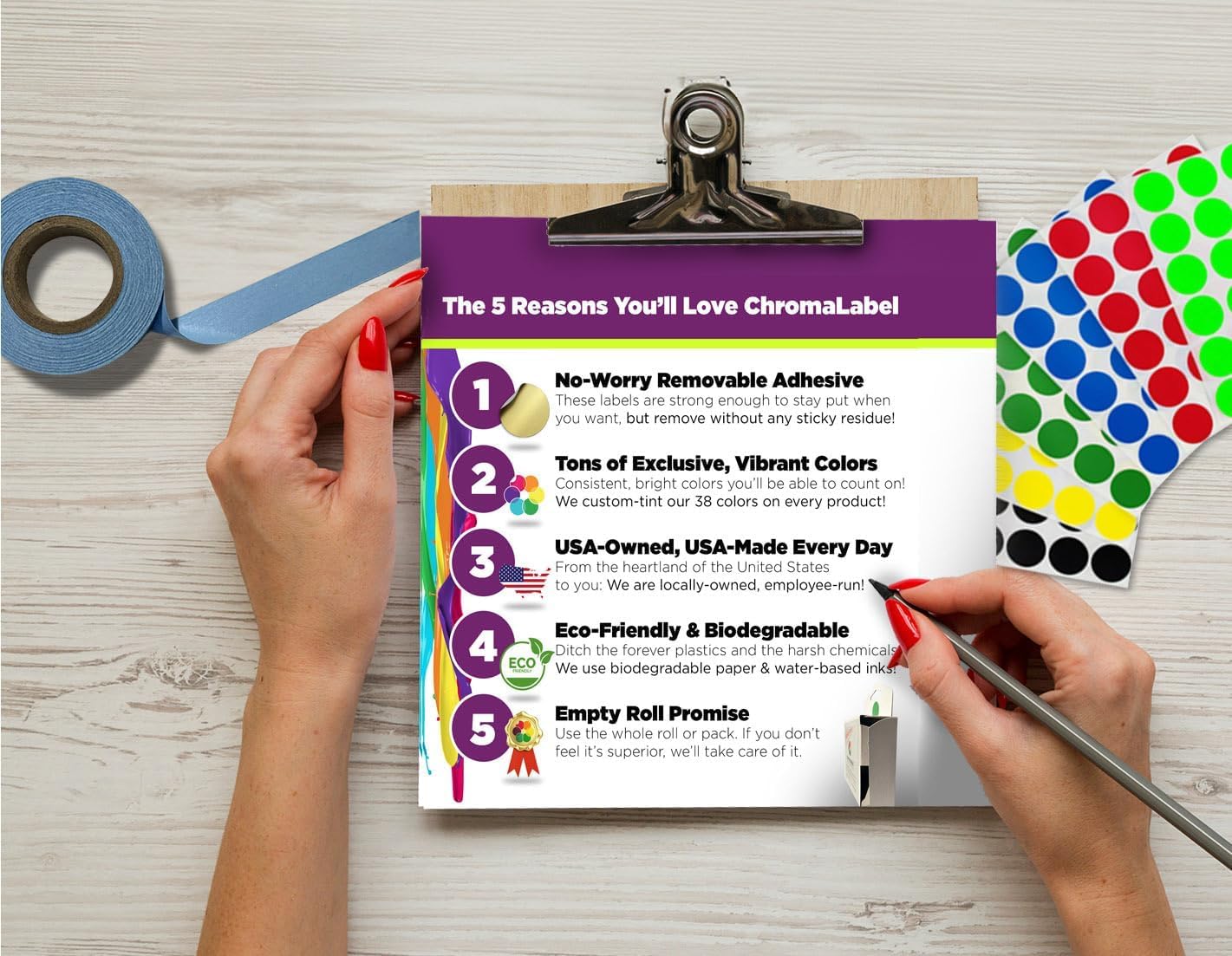 ChromaLabel 1 Inch Round Label Removable Color Code Dot Stickers, 1000 Labels per Dispenser Box, Light Blue