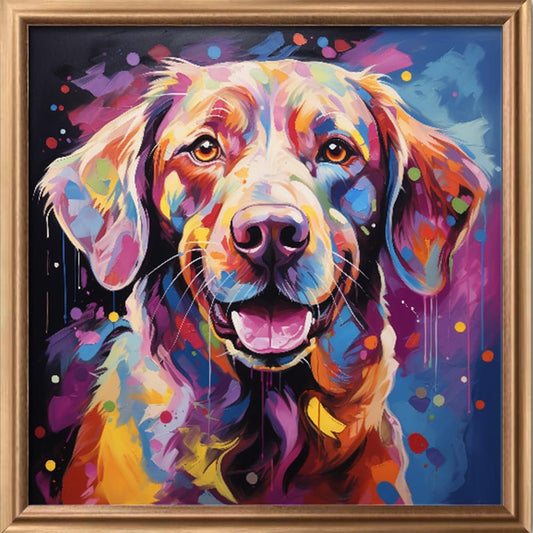 Leczany Cross Stitch Stamped Kit for Adults or Kids - Colorful Dog | DIY Embroidery Starter Patterns Craft Kit Needlepoint for Beginner | 11CT, 3 Strands | 14.2x14.6 inches