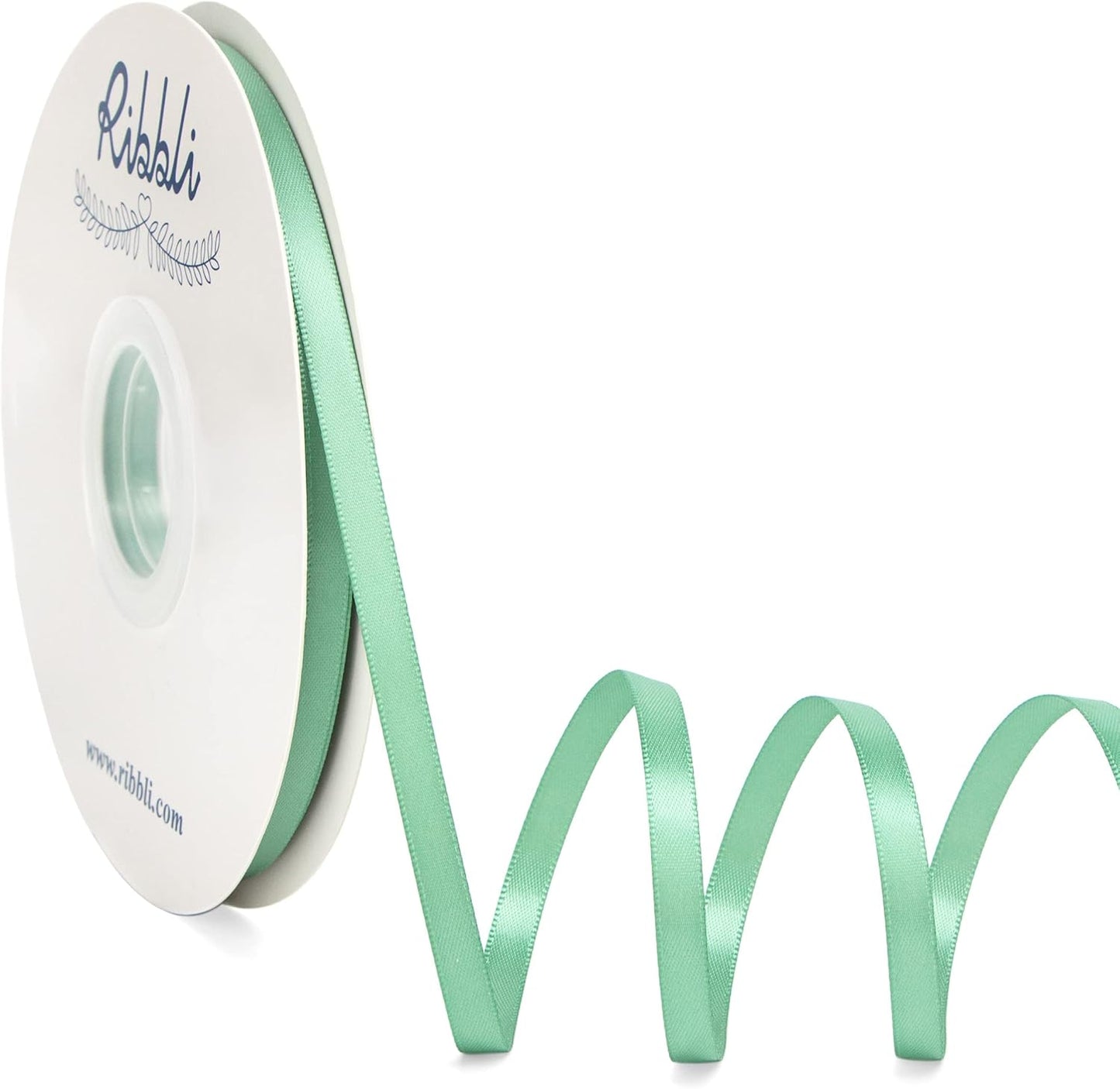 Ribbli Sage Green Satin Ribbon,Double Faced Satin 1/4 inch x Continuous 50 Yards,Sage Green Ribbon Use for Bows Bouquet,Gift Wrapping,Wedding Decoration,Floral Arrangement